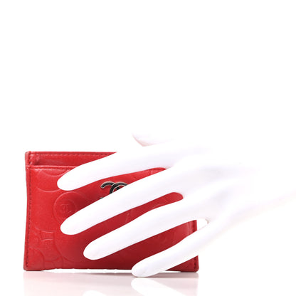 Chanel Lambskin Camellia Embossed Card Holder Dark Red 2 of 8
