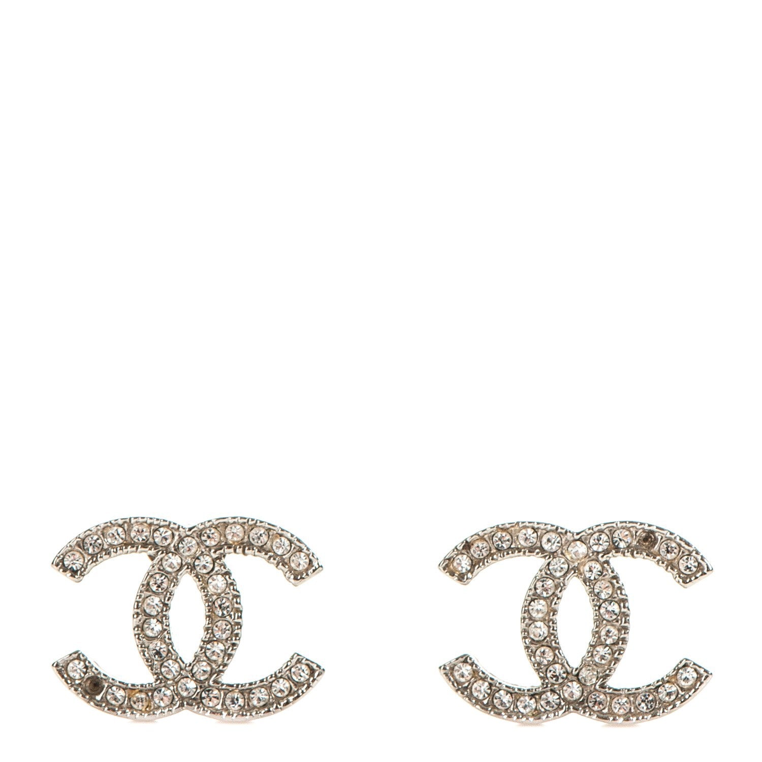 Chanel Crystal CC Earrings Silver 1 of 8