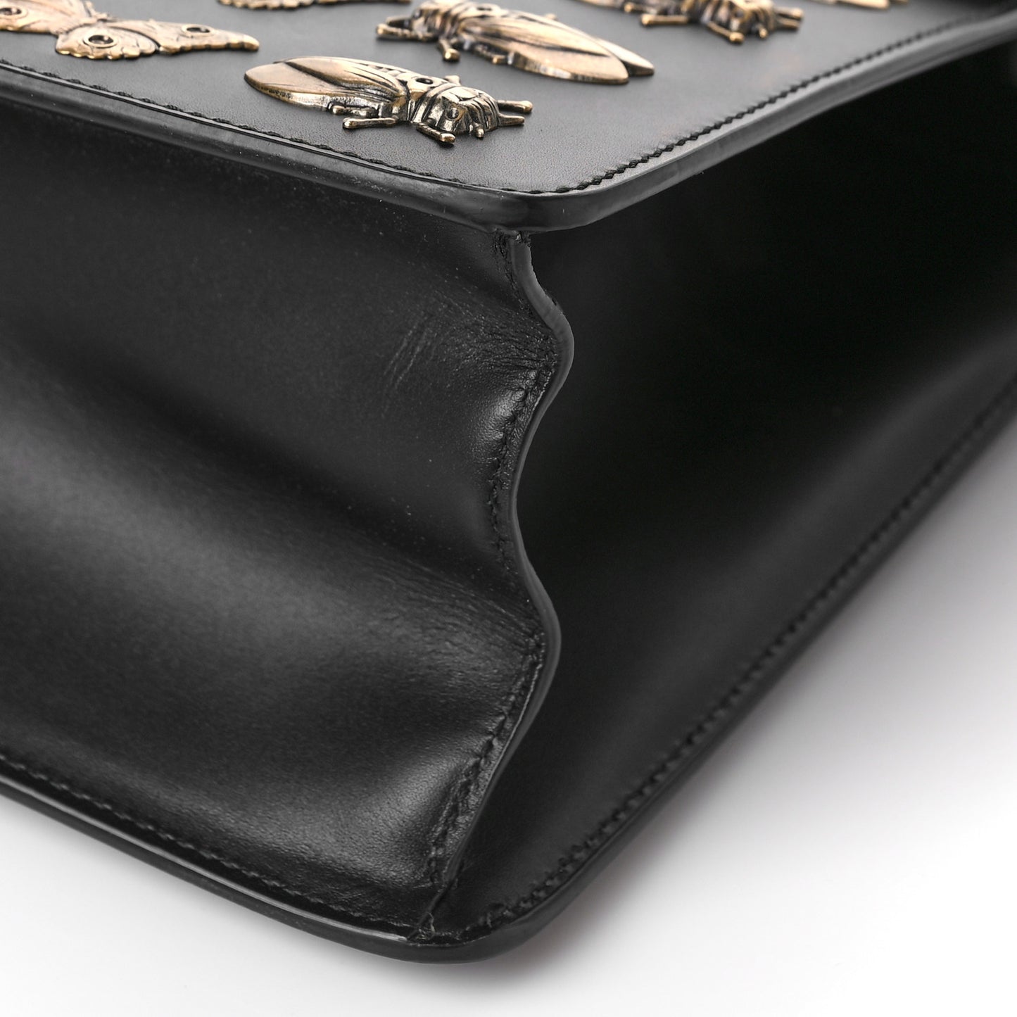 Calfskin Animal Studs Medium Sylvie Top Handle Bag Black