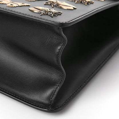 Gucci Calfskin Animal Studs Medium Sylvie Top Handle Bag Black 9 of 11