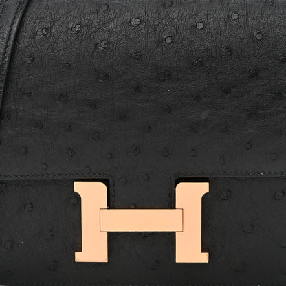 Hermes Ostrich Constance 18 Black 8 of 12
