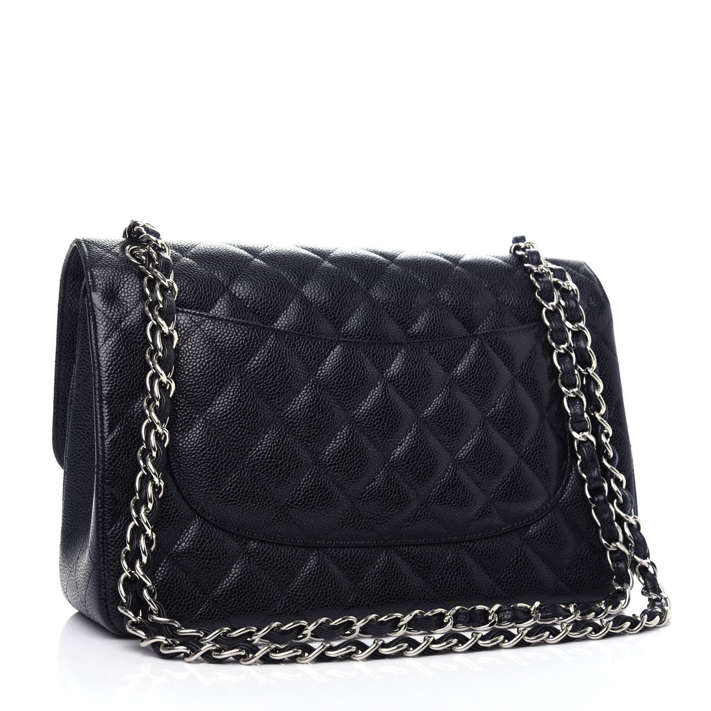 Caviar Quilted Jumbo Double Flap Black
