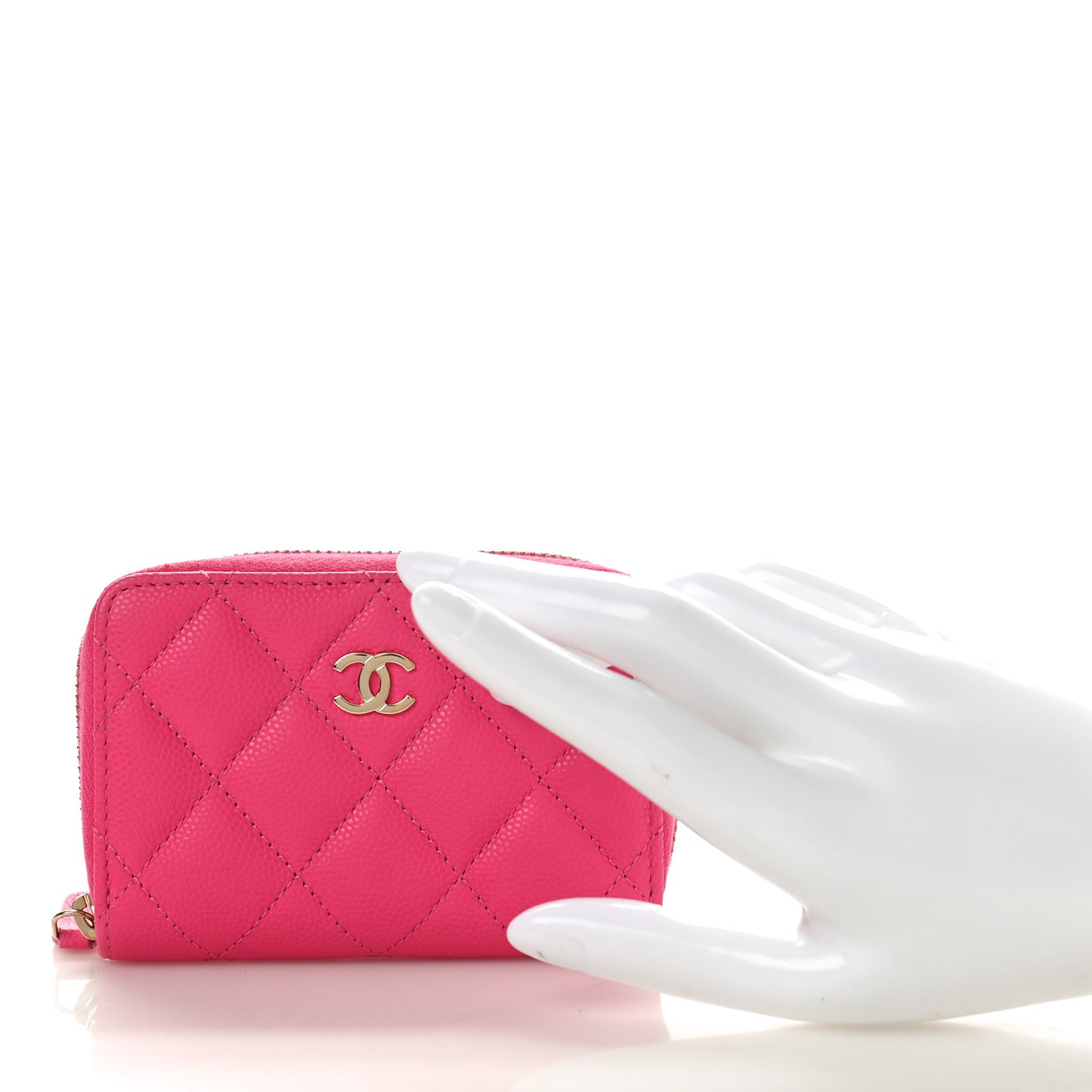 Caviar Quilted Zip Coin Purse Pink
