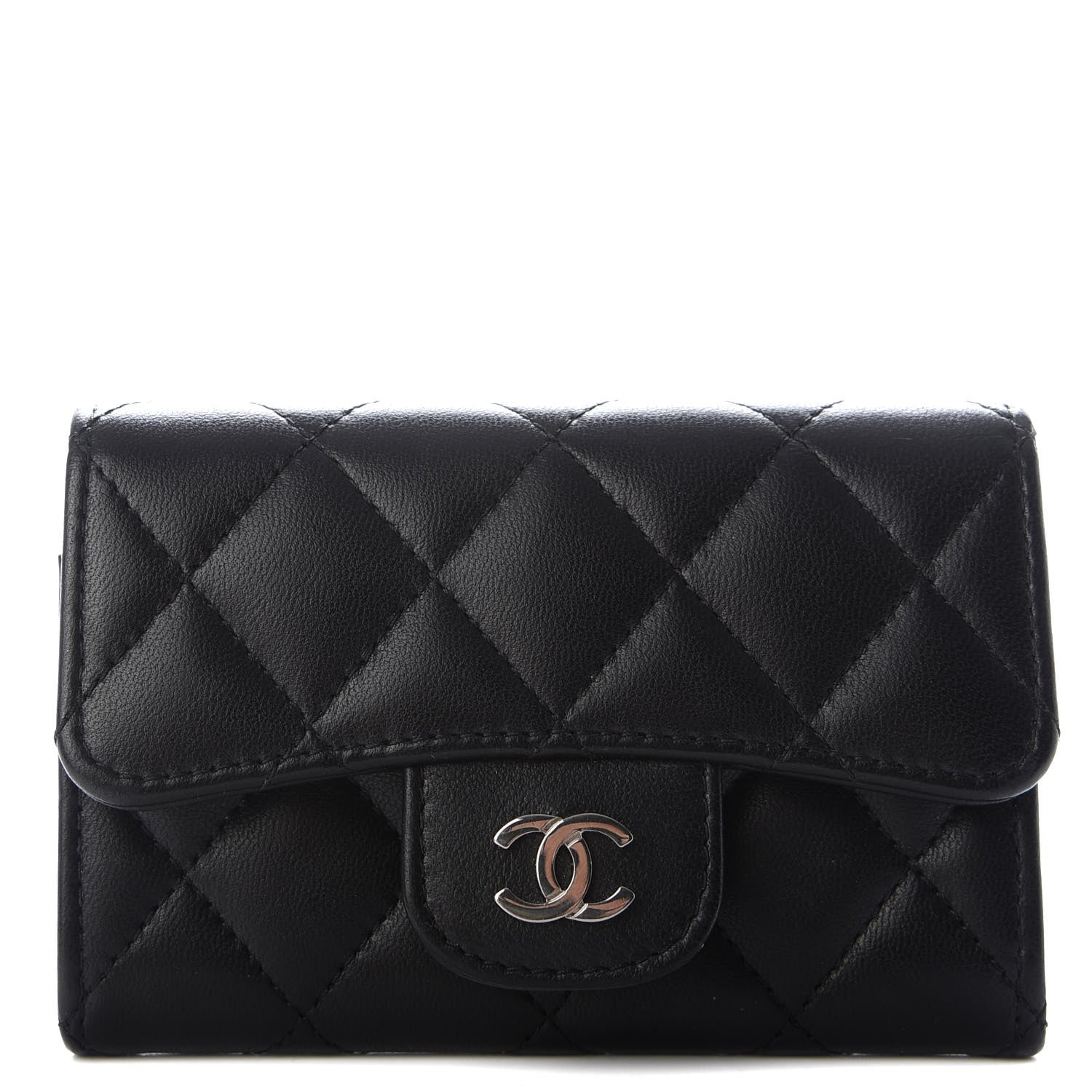 Chanel Lambskin Quilted Flap Card Holder Black 1 of 9
