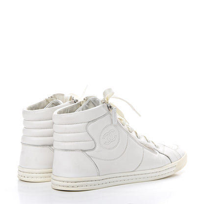 Chanel Calfskin Mens High Top CC Sneakers 43 White 4 of 14