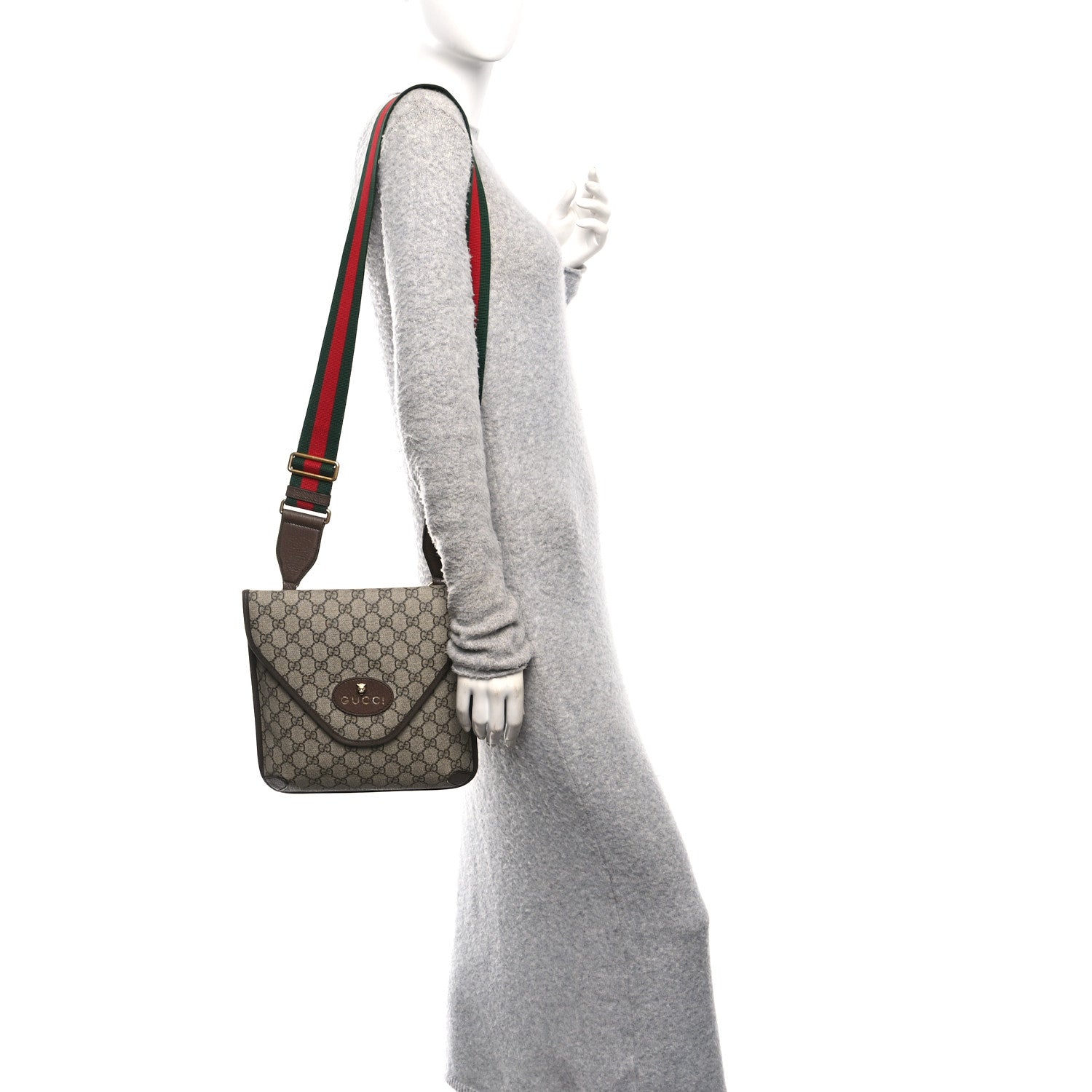 Gucci GG Supreme Monogram Web Medium Neo Vintage Flap Messenger Bag Beige New Acero 2 of 13