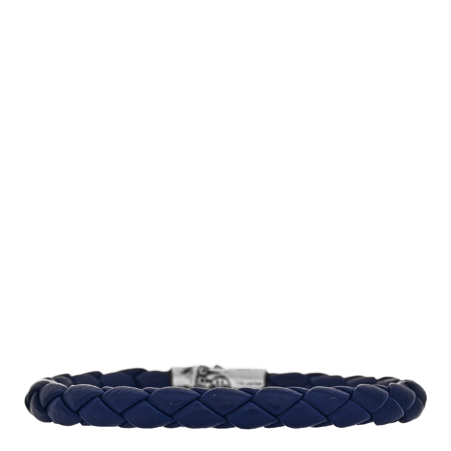Sterling Silver Leather Braided Bamboo Bracelet Blue