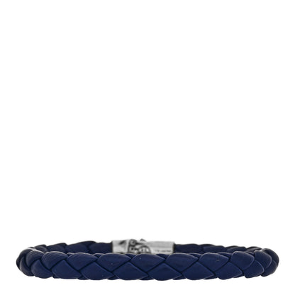 John Hardy Sterling Silver Leather Braided Bamboo Bracelet Blue 2 of 3