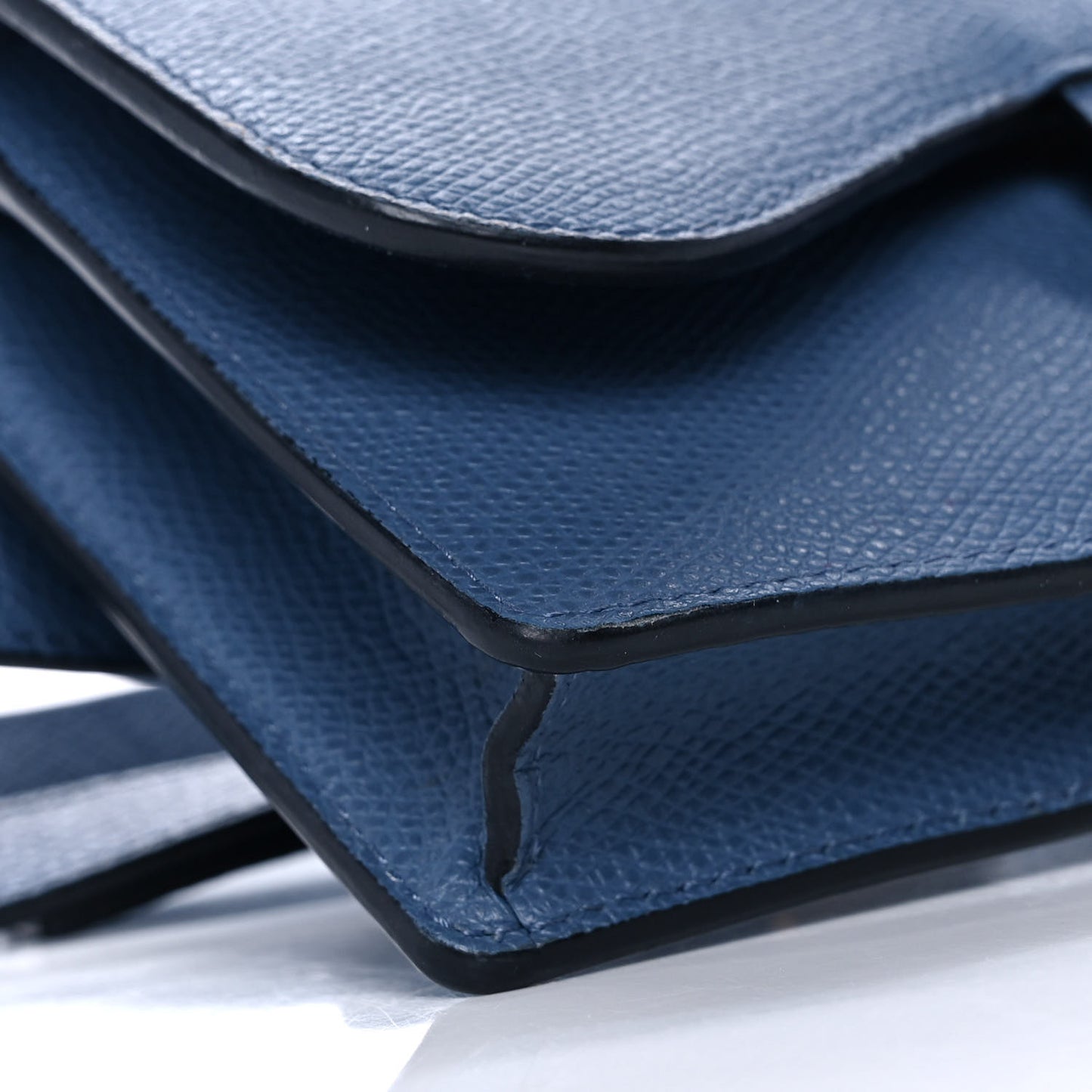 Grained Calfskin Saddle Belt Bag Denim Blue