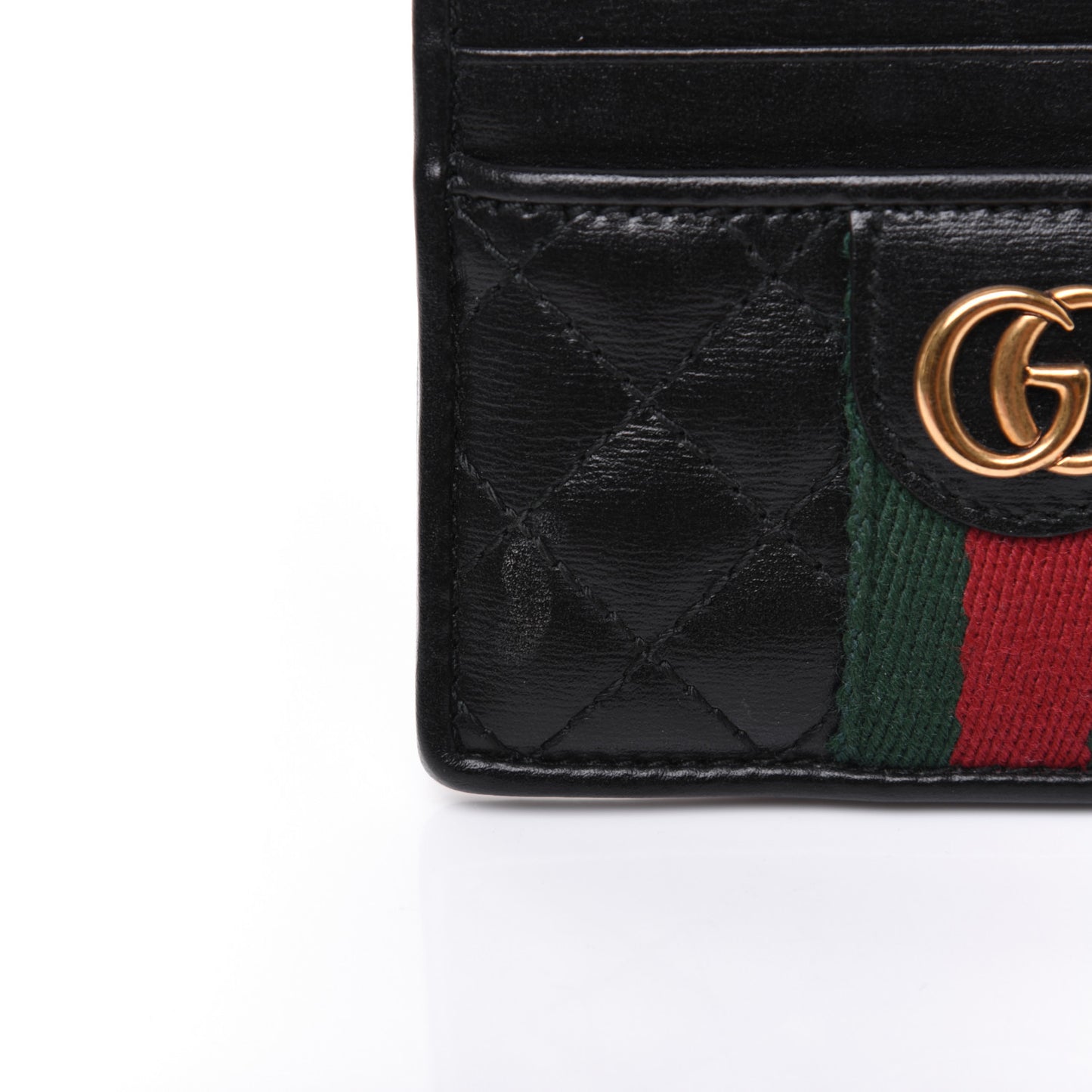 Calfskin Web Trapuntata Ophidia Card Holder Black