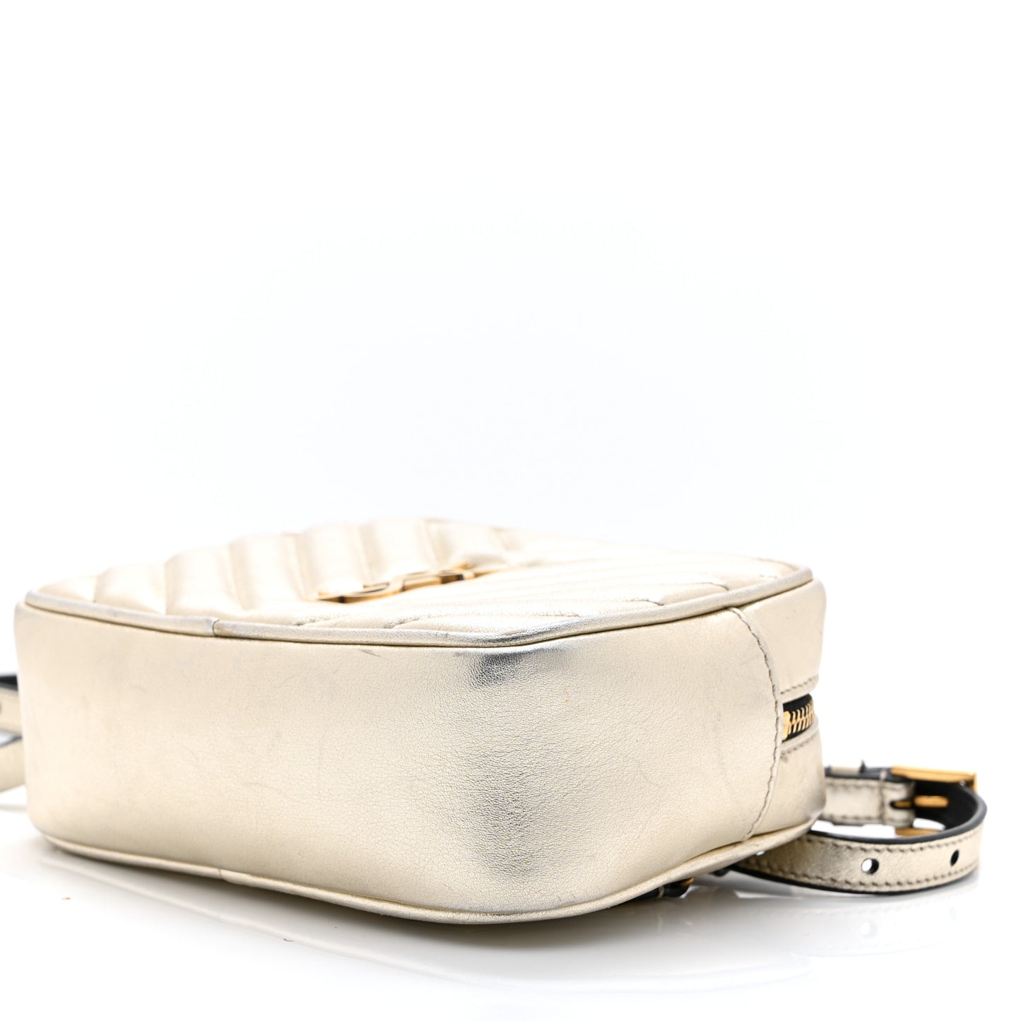 Metallic Calfskin Matelasse Monogram Lou Belt Bag Platino