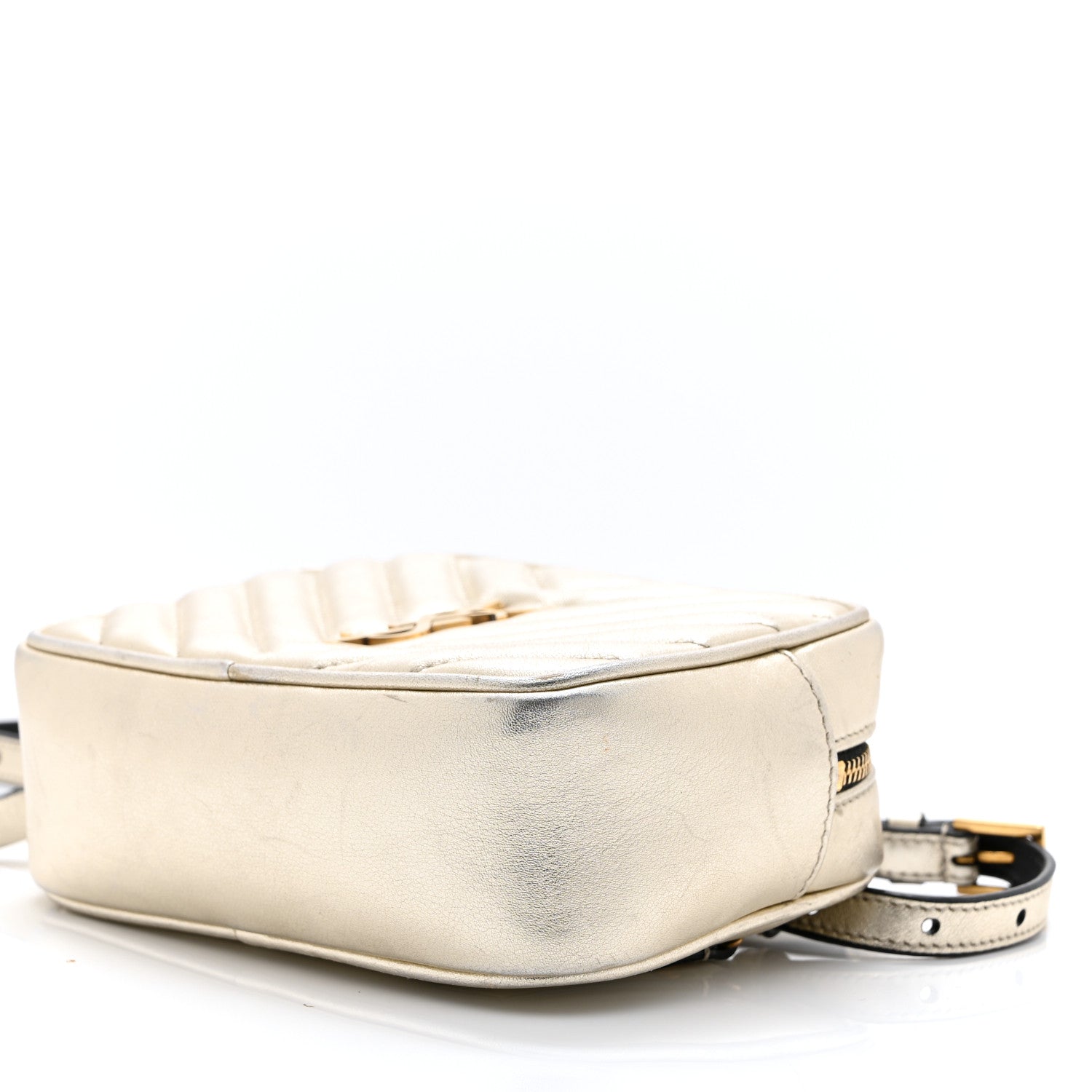Saint Laurent Metallic Calfskin Matelasse Monogram Lou Belt Bag Platino 10 of 13