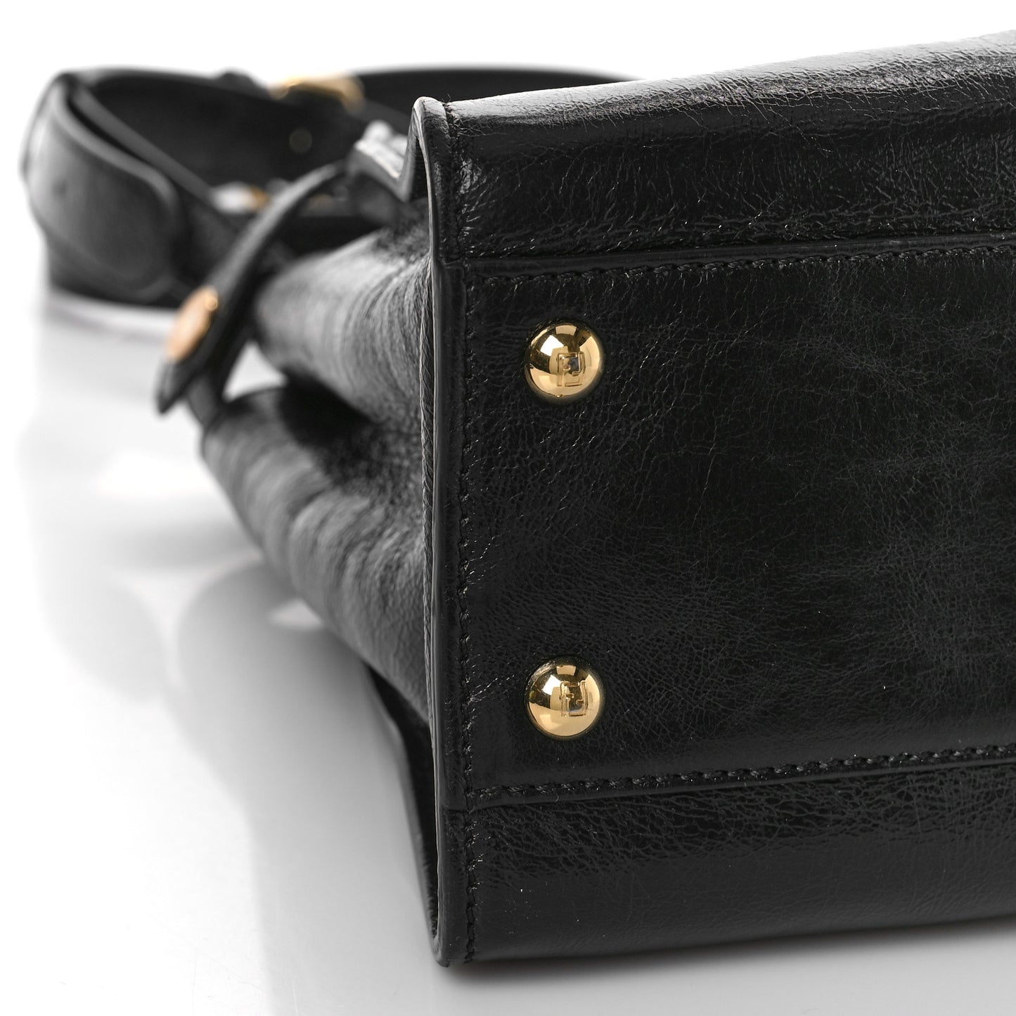 Agnello Old Shine Medium Peekaboo Iconic Satchel Black