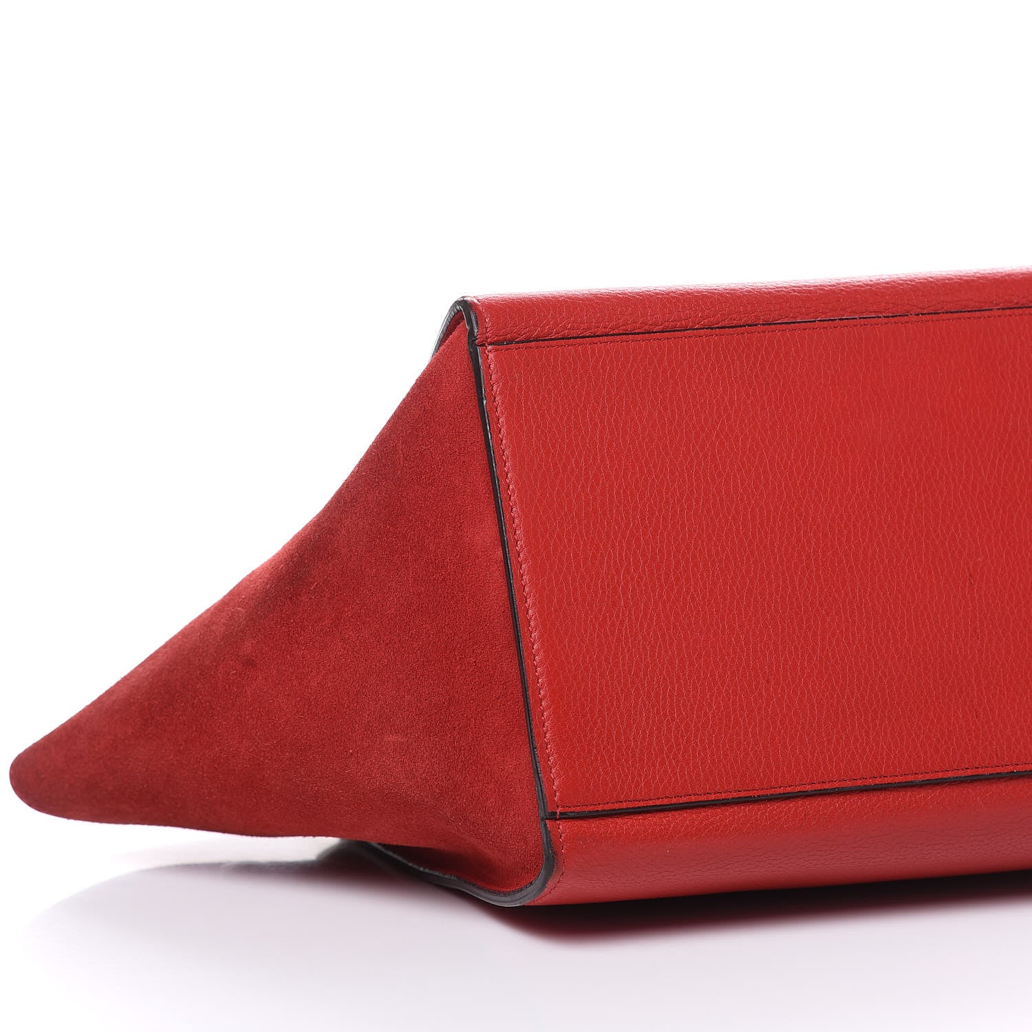 Celine Drummed Calfskin Suede Small Trapeze Coquelicot 13 of 17