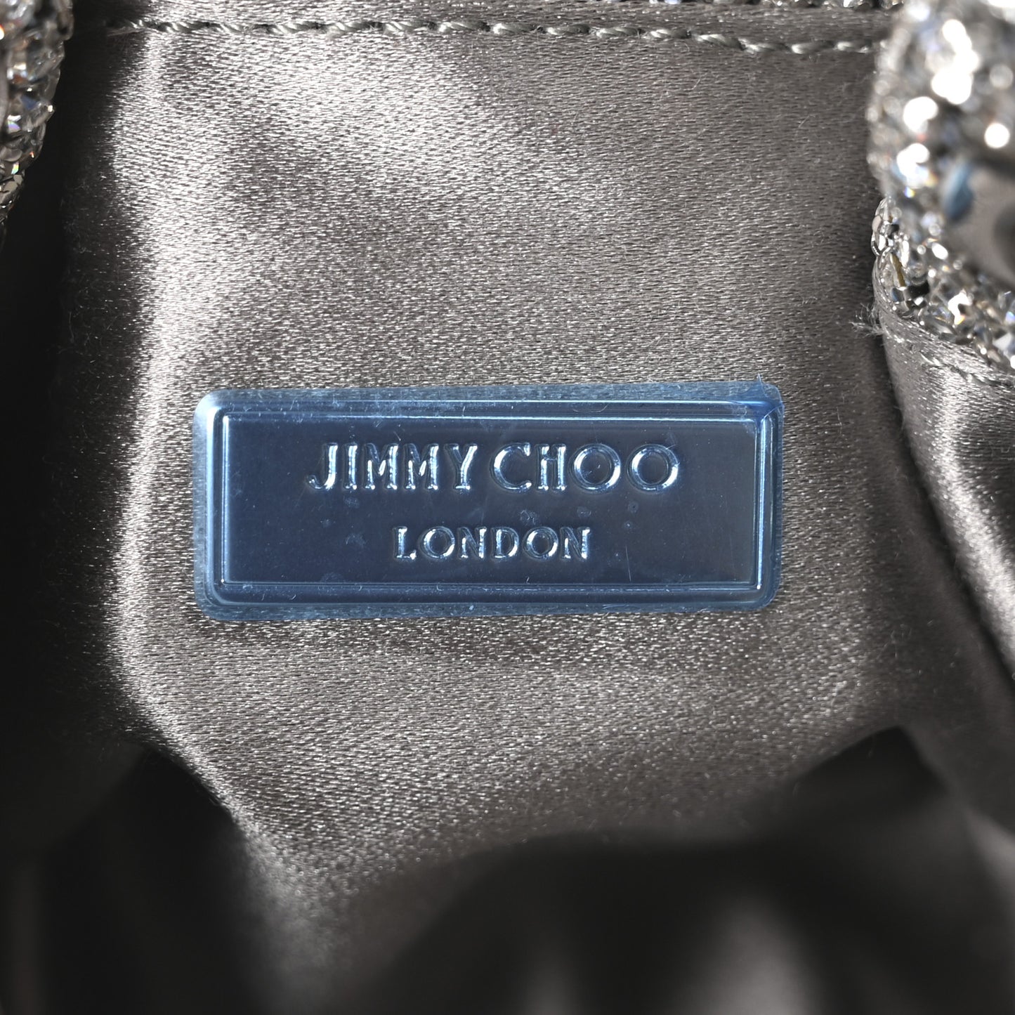Satin Crystal Embellished Micro Bon Bon Bag Silver