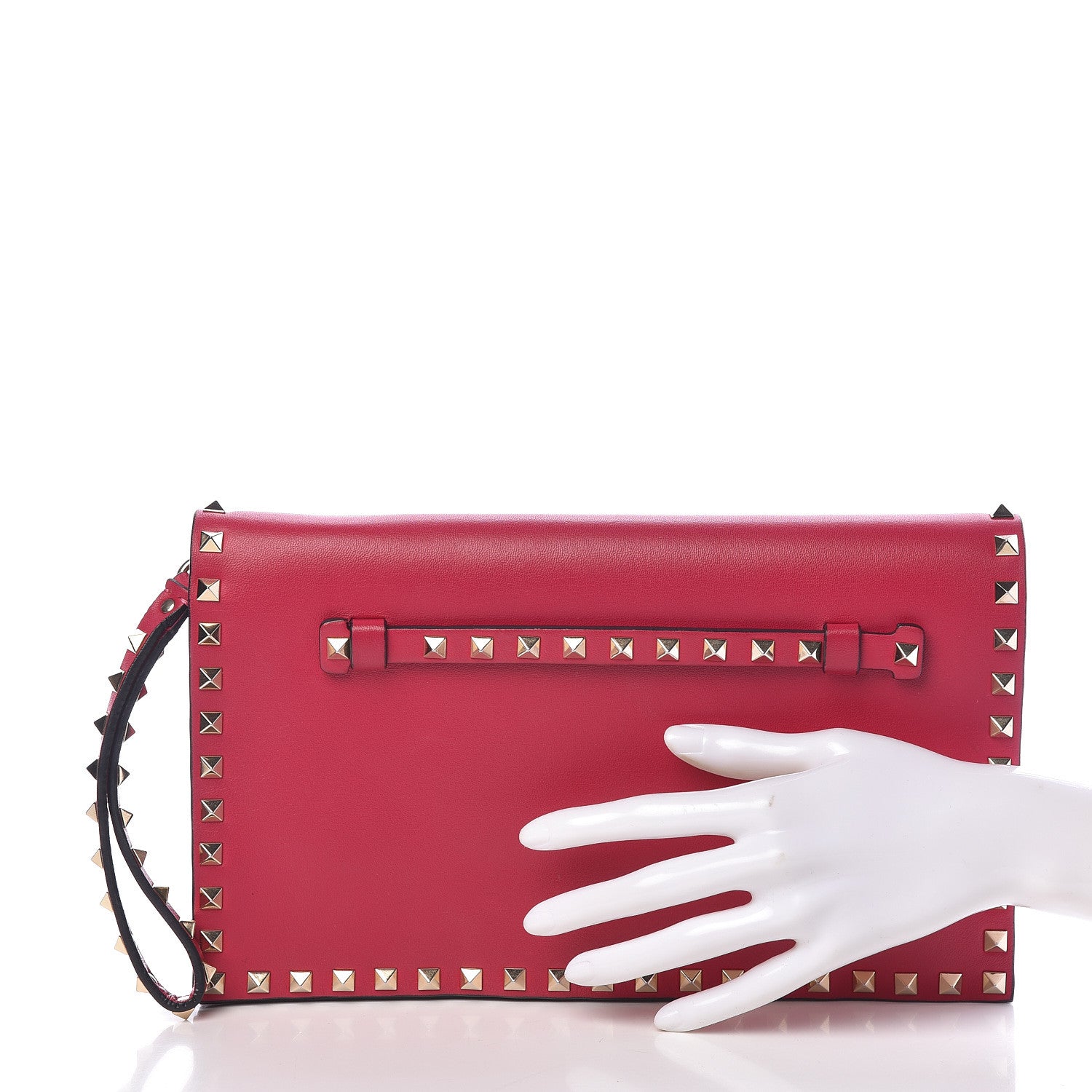 Valentino Garavani Nappa Monochrome Rockstud Wristlet Clutch Pop Gardenia 4 of 17