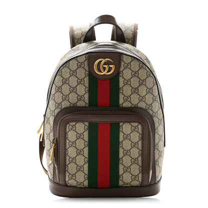 Gucci GG Supreme Monogram Calfskin Web Small Ophidia Day Backpack Beige Ebony New Acero 1 of 12