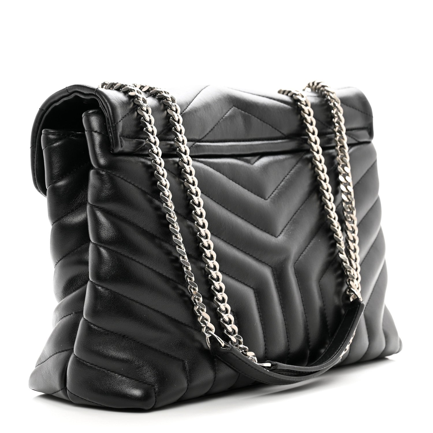 Saint Laurent Calfskin Y Quilted Monogram Medium Loulou Chain Satchel Black 4 of 12