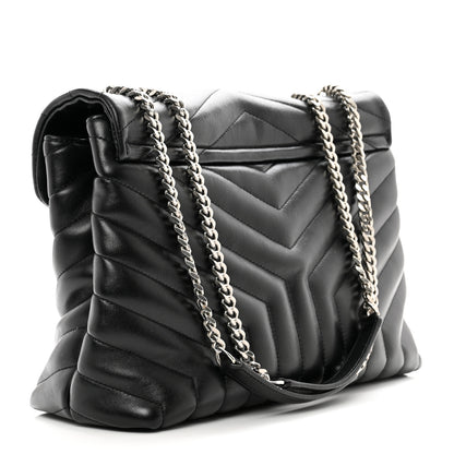 Saint Laurent Calfskin Y Quilted Monogram Medium Loulou Chain Satchel Black 4 of 12