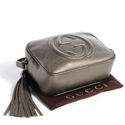 Gucci Metallic Pebbled Calfskin Small Soho Disco Bag Sasso 4 of 9