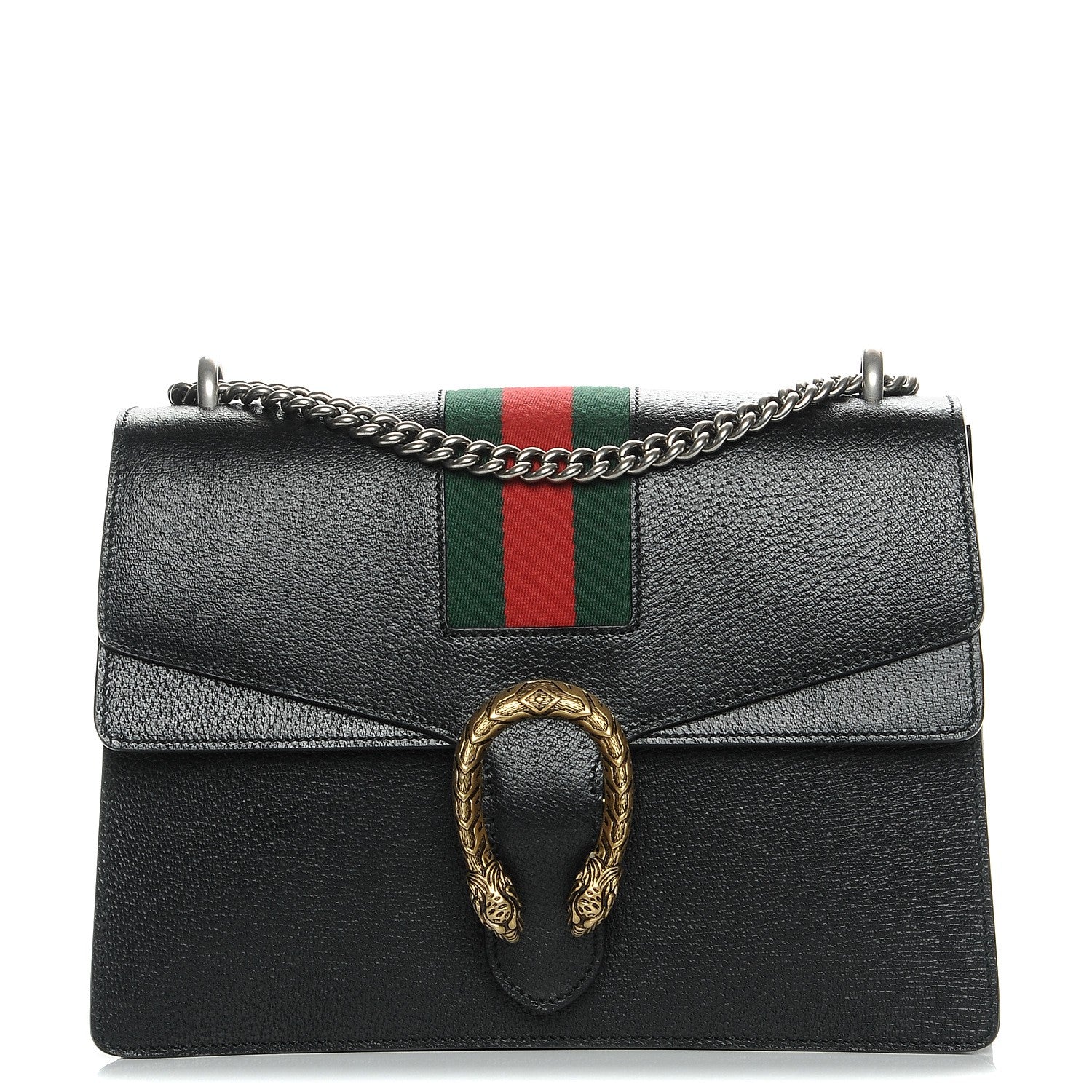 Gucci Calfskin Web Medium Dionysus Shoulder Bag Black 1 of 9