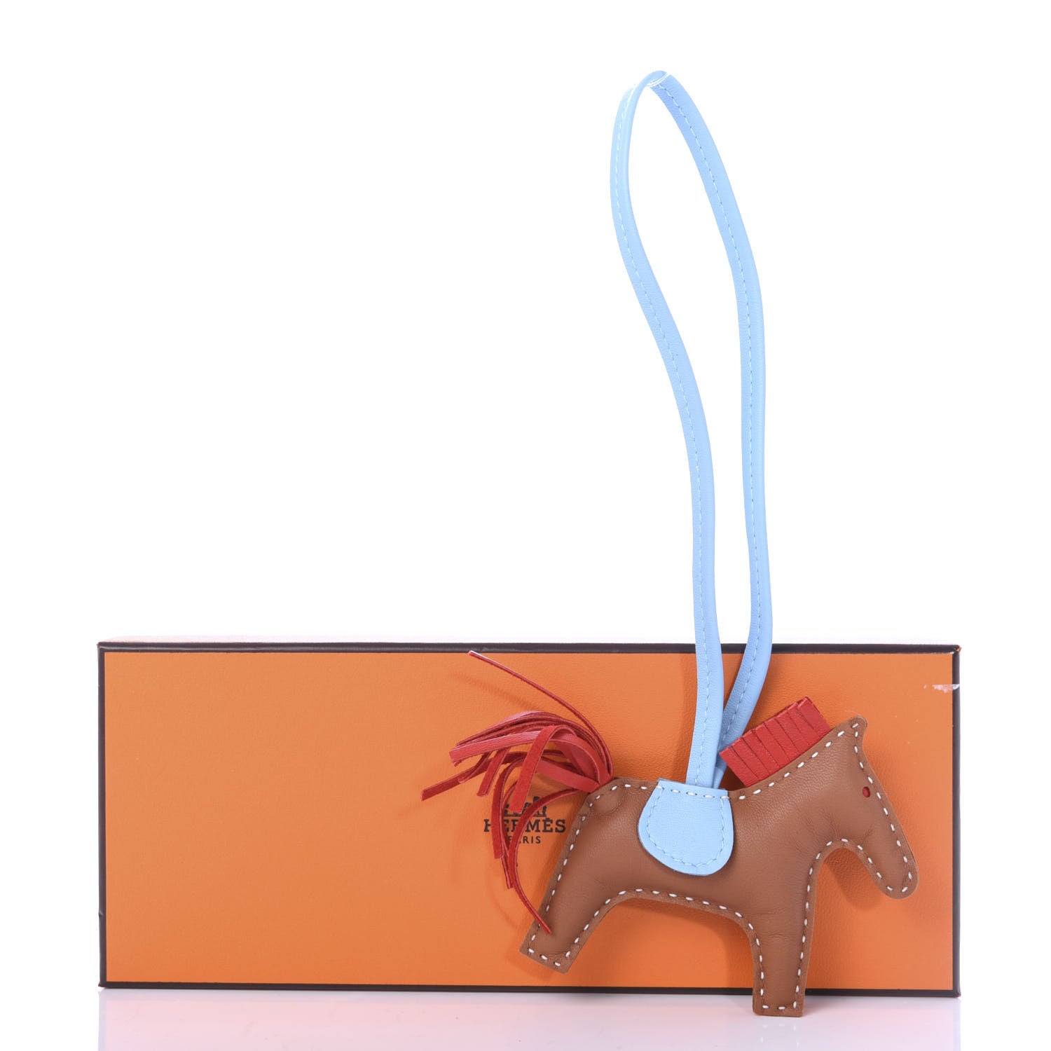 Hermes Milo Lambskin Grigri Rodeo Horse Bag Charm PM Sesame Rouge Indien Celeste 4 of 4