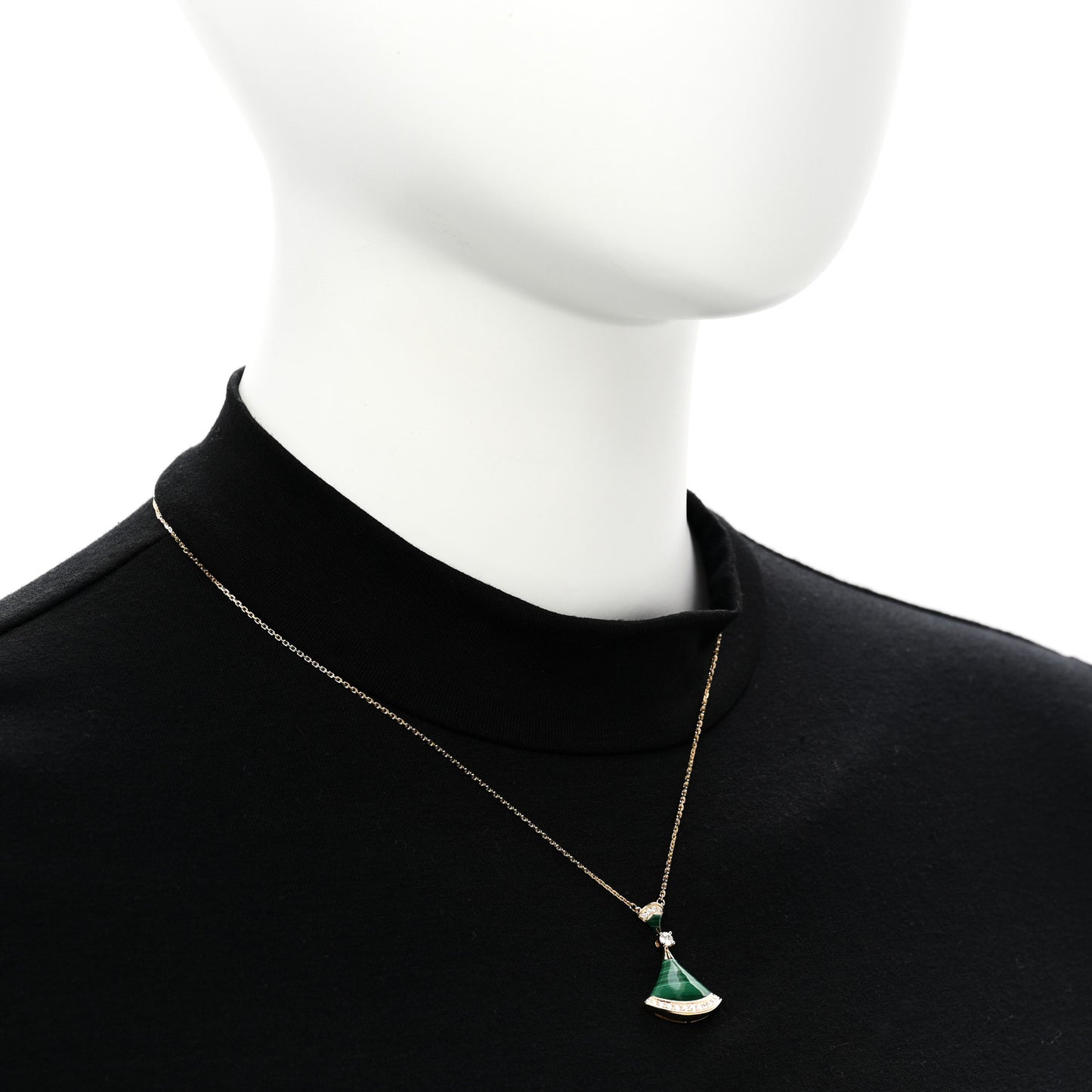 18K Yellow Gold Diamond Malachite Divas' Dream Pendant Necklace
