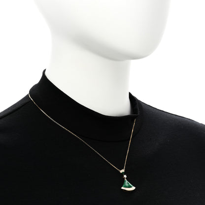 Bulgari 18K Yellow Gold Diamond Malachite Divas' Dream Pendant Necklace 2 of 7