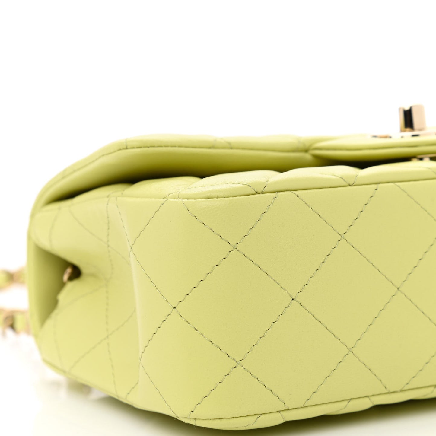 Lambskin Quilted Mini Rectangular Flap Light Green