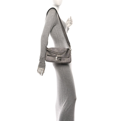 Fendi Cuoio Romano Denim Effect Baguette Grey 2 of 10