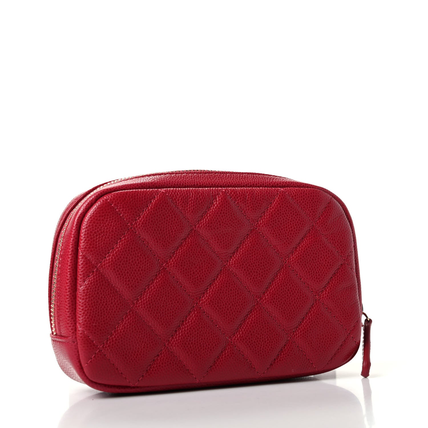 Chanel Caviar Quilted Small Curvy Pouch Cosmetic Case Dark Pink 3 of 7
