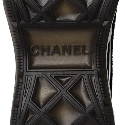 Chanel Fabric Suede CC Sneakers 38 Black Dark Grey 6 of 11