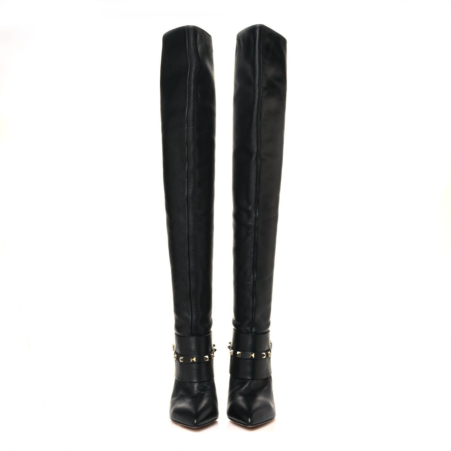 Valentino Garavani Calfskin Rockstud Over The Knee Boots 35 Black 3 of 6