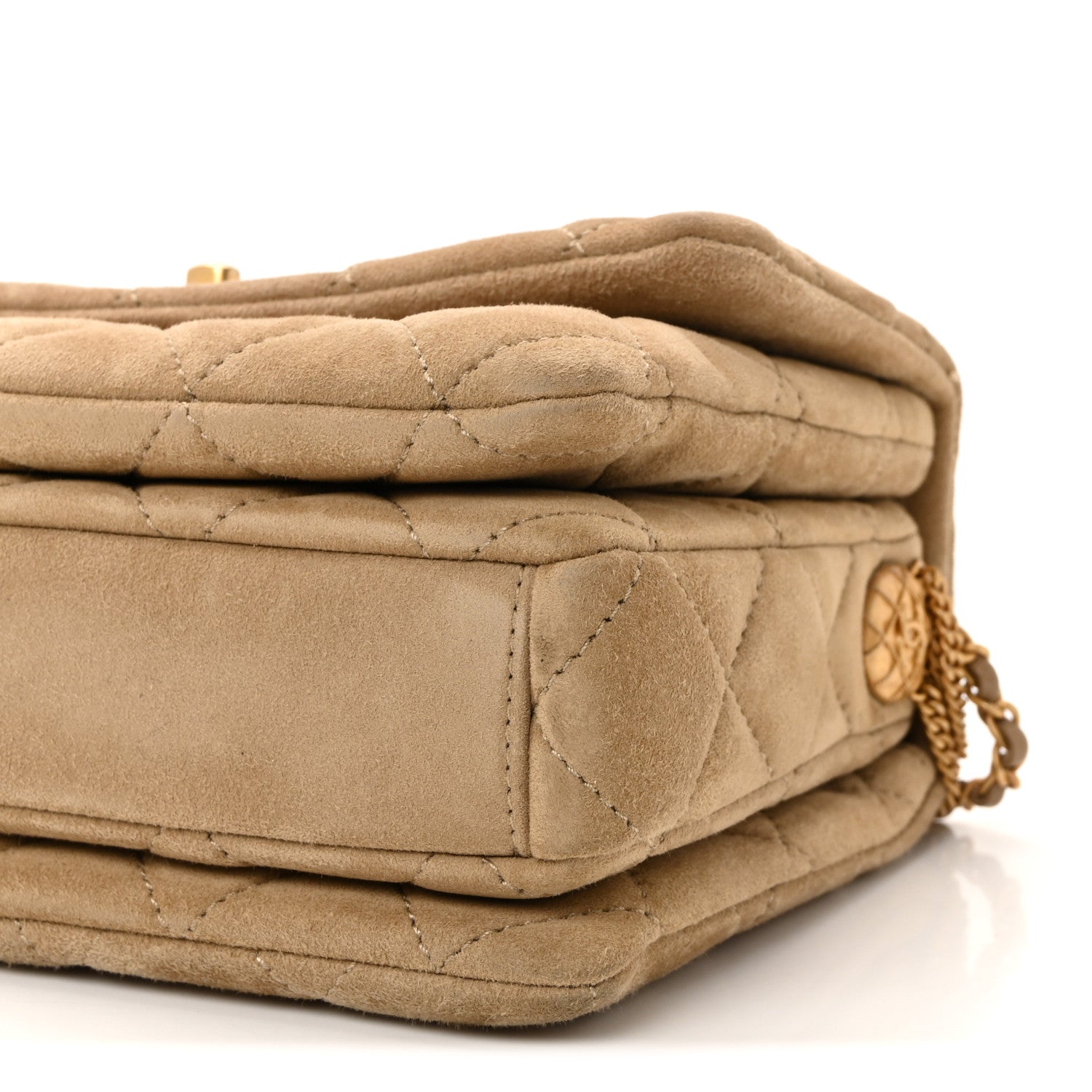 Chanel Suede Quilted Precious Buttons Flap Beige 10 of 11