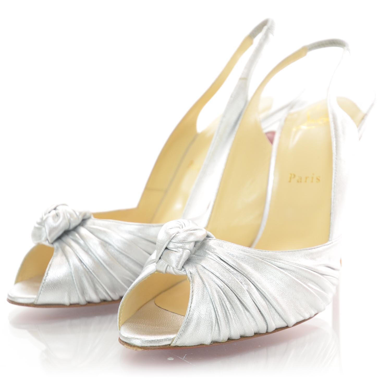 Christian Louboutin Calfskin Jenny 100 Pumps 41 Silver 2 of 6