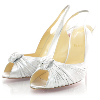 Christian Louboutin Calfskin Jenny 100 Pumps 41 Silver 2 of 6