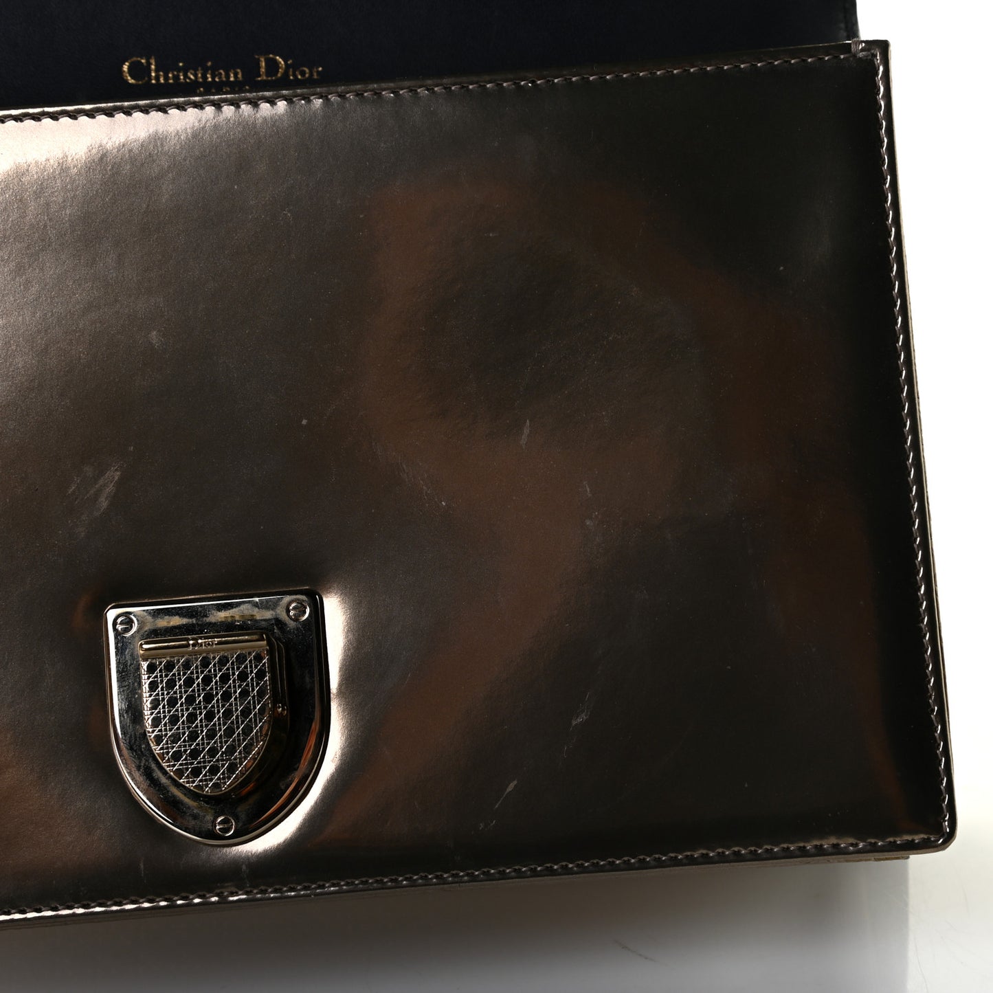 Metallic Patent Micro-Cannage Medium Diorama Flap Bag Gold