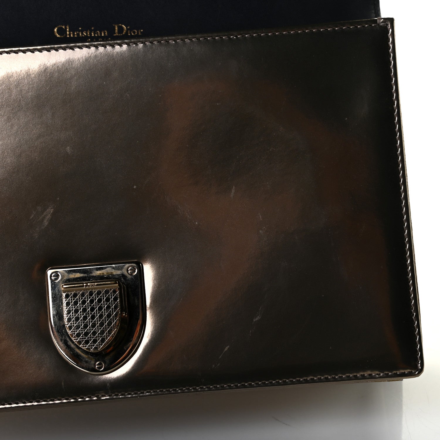 Christian Dior Metallic Patent Micro-Cannage Medium Diorama Flap Bag Gold 14 of 20