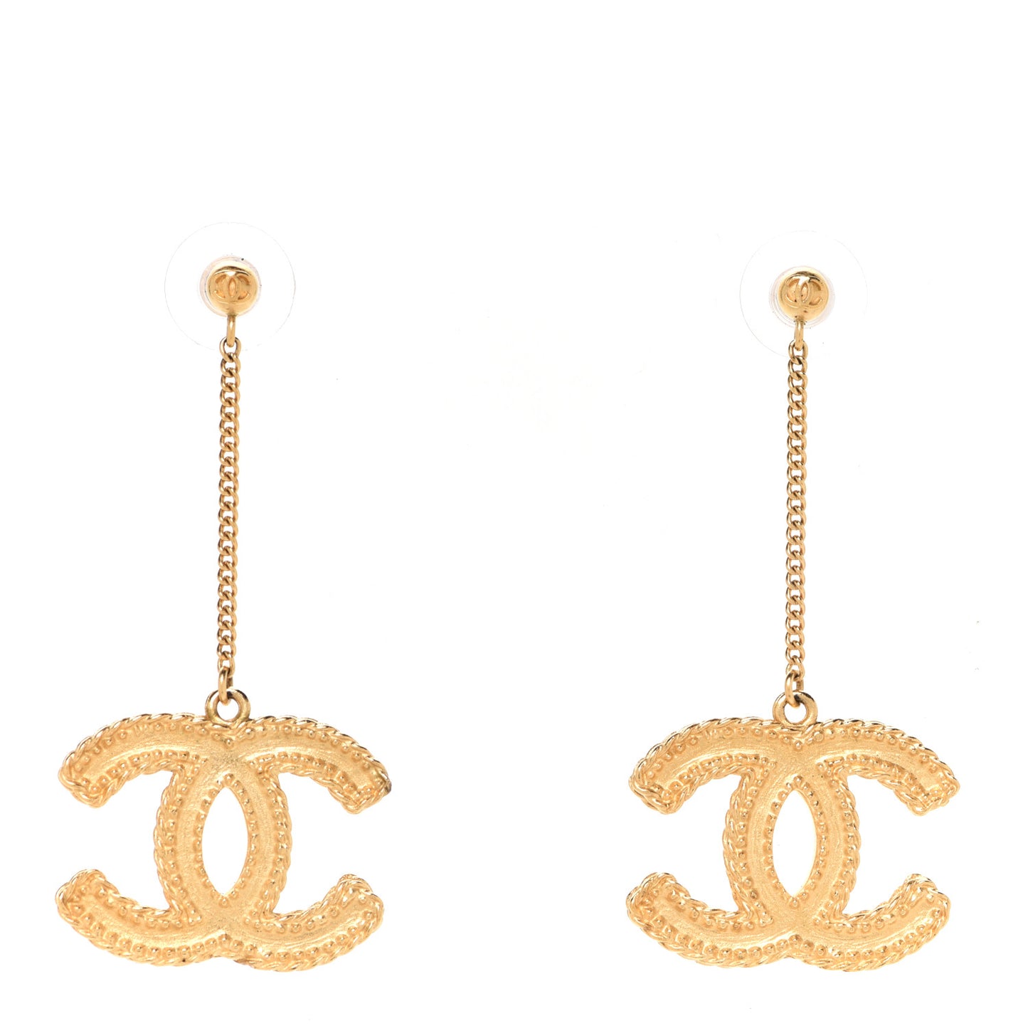 CC Drop Earrings Matte Gold