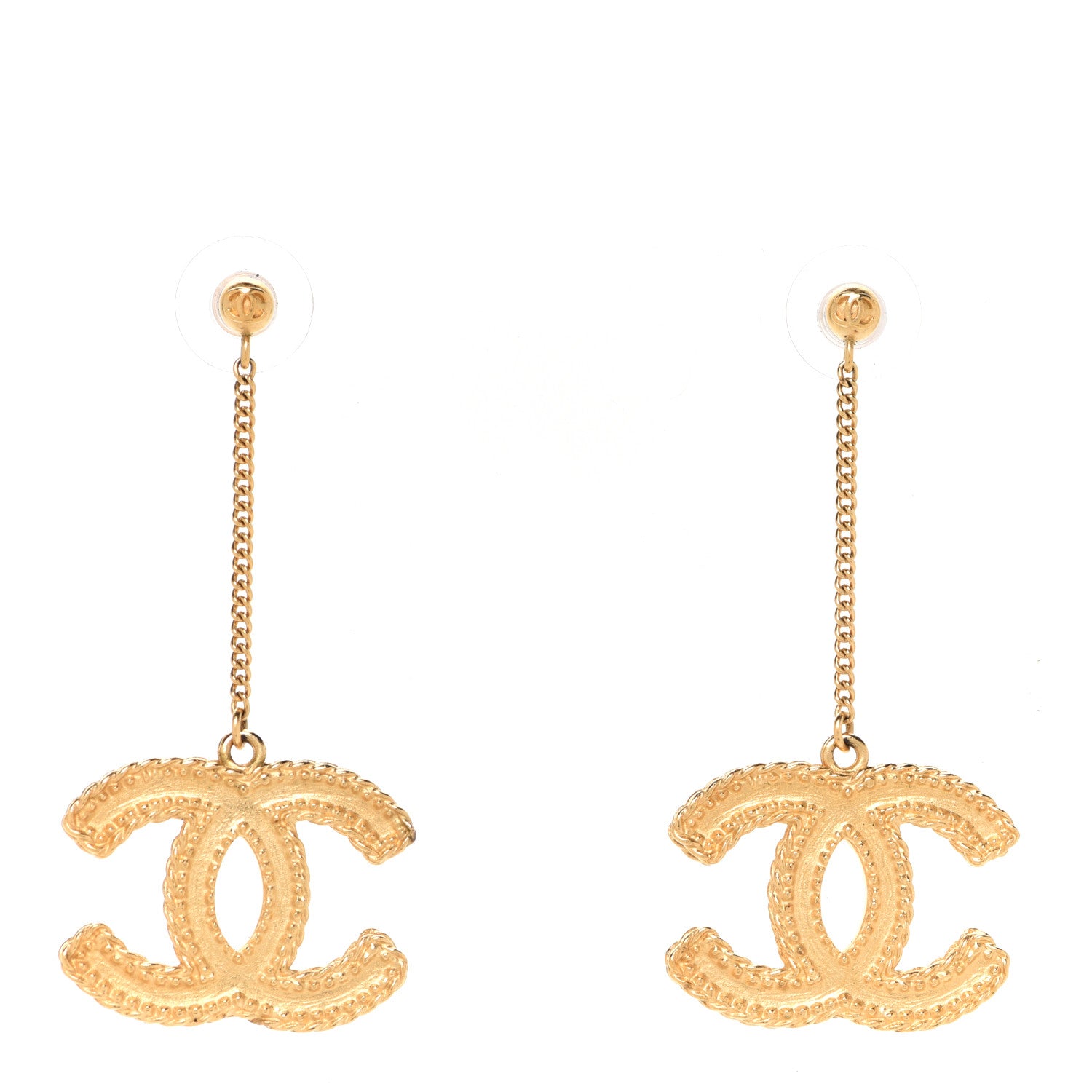 Chanel CC Drop Earrings Matte Gold 1 of 5