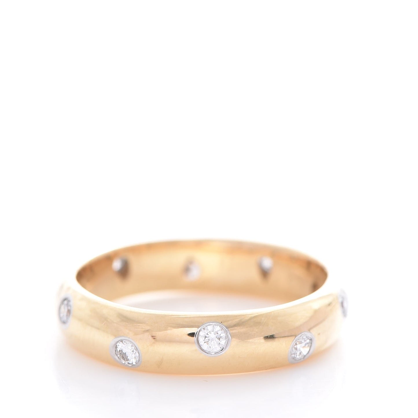 18K Yellow Gold Platinum Diamond Etoile Band Ring 49 5
