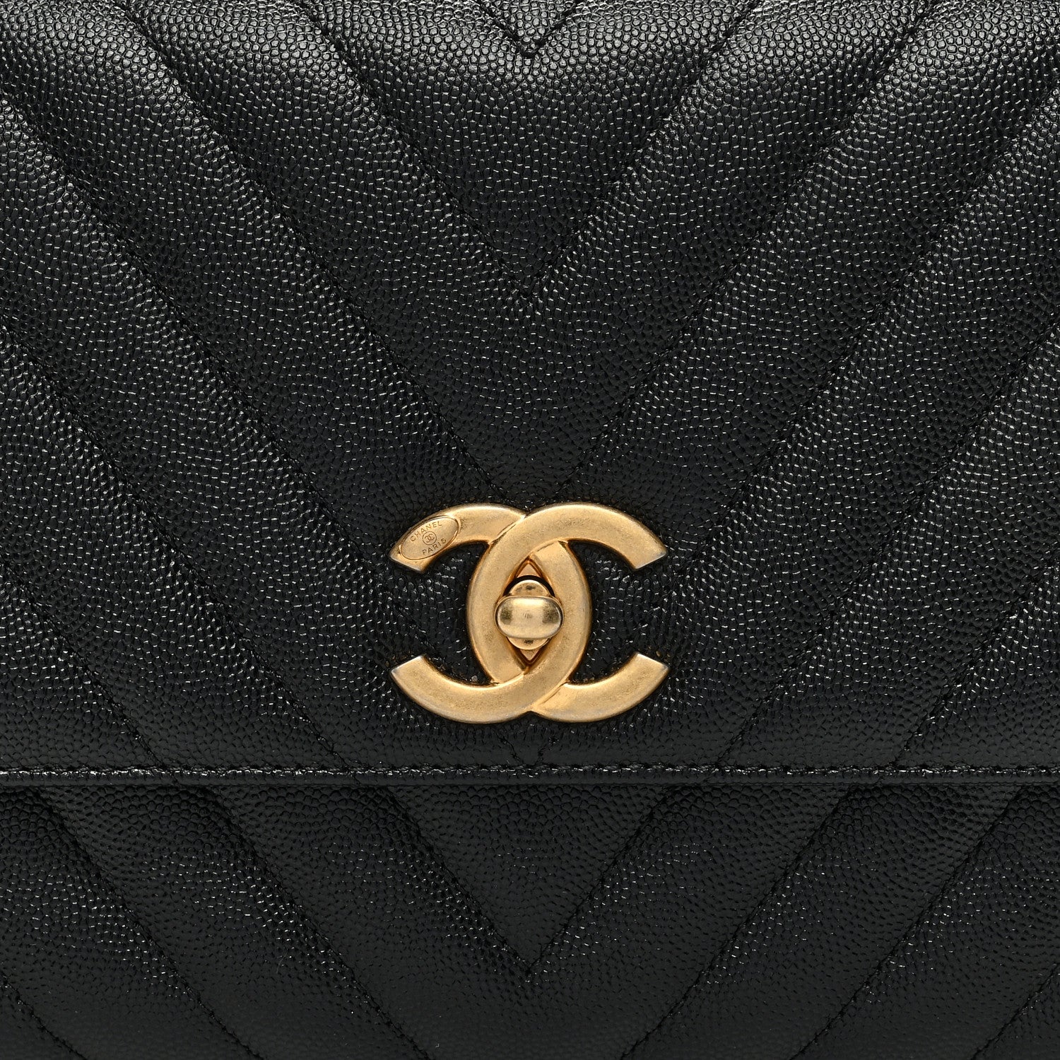 Chanel Caviar Chevron Quilted Small Coco Handle Flap Black 3 of 10