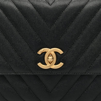 Chanel Caviar Chevron Quilted Small Coco Handle Flap Black 3 of 10