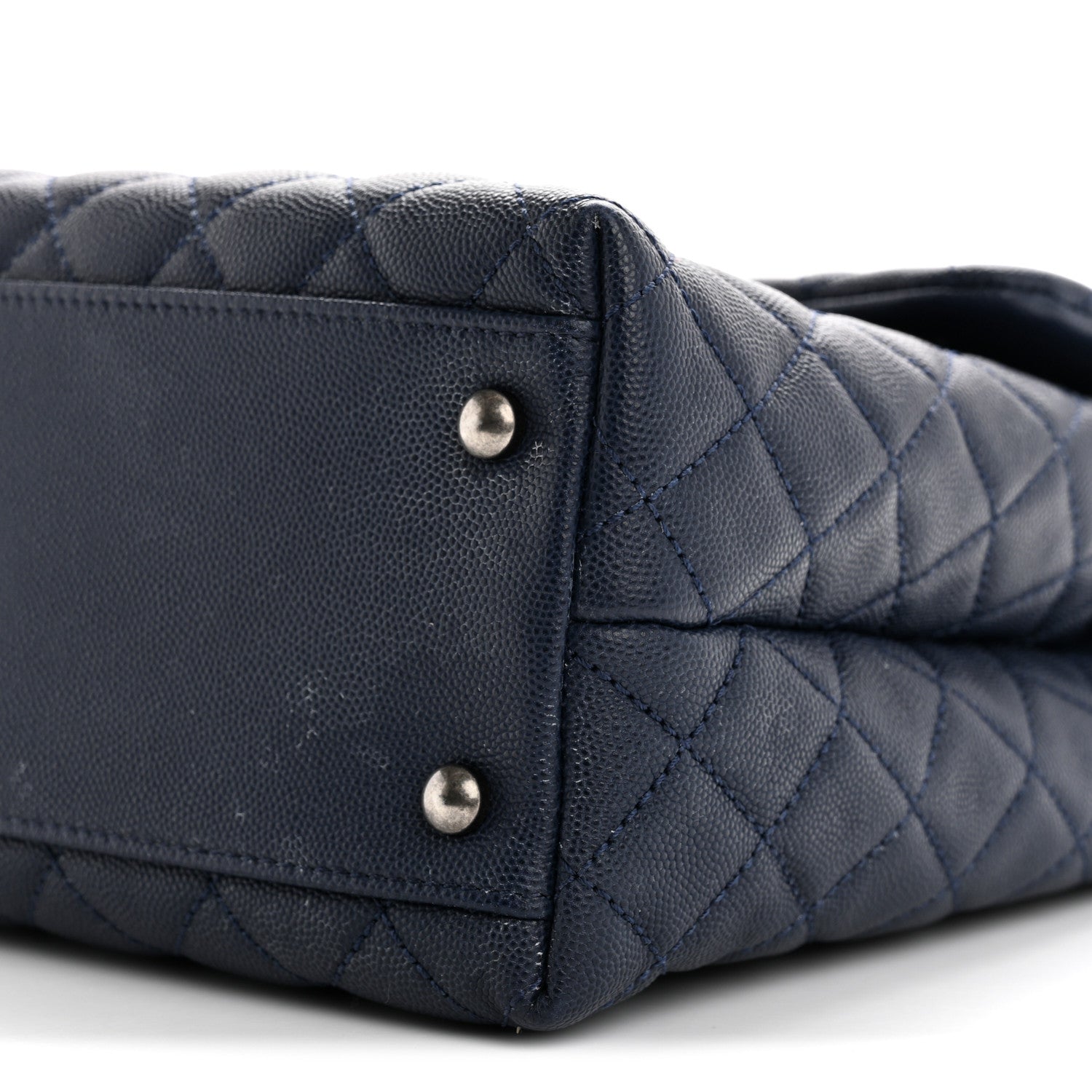 Chanel Caviar Lizard Quilted Large Coco Handle Flap Blue 10 of 17