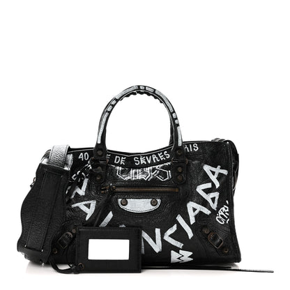 Balenciaga Agneau Classic Hardware Graffiti All Over S City Black Black 3 of 11