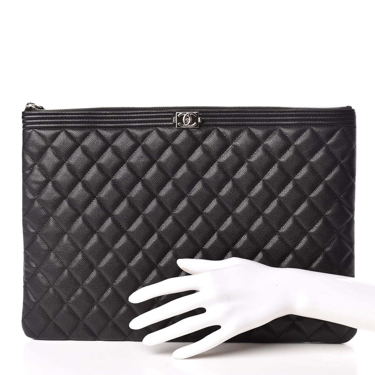 Caviar Quilted Large Boy Cosmetic Case Black