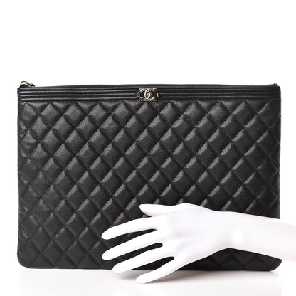 Chanel Caviar Quilted Large Boy Cosmetic Case Black 2 of 11