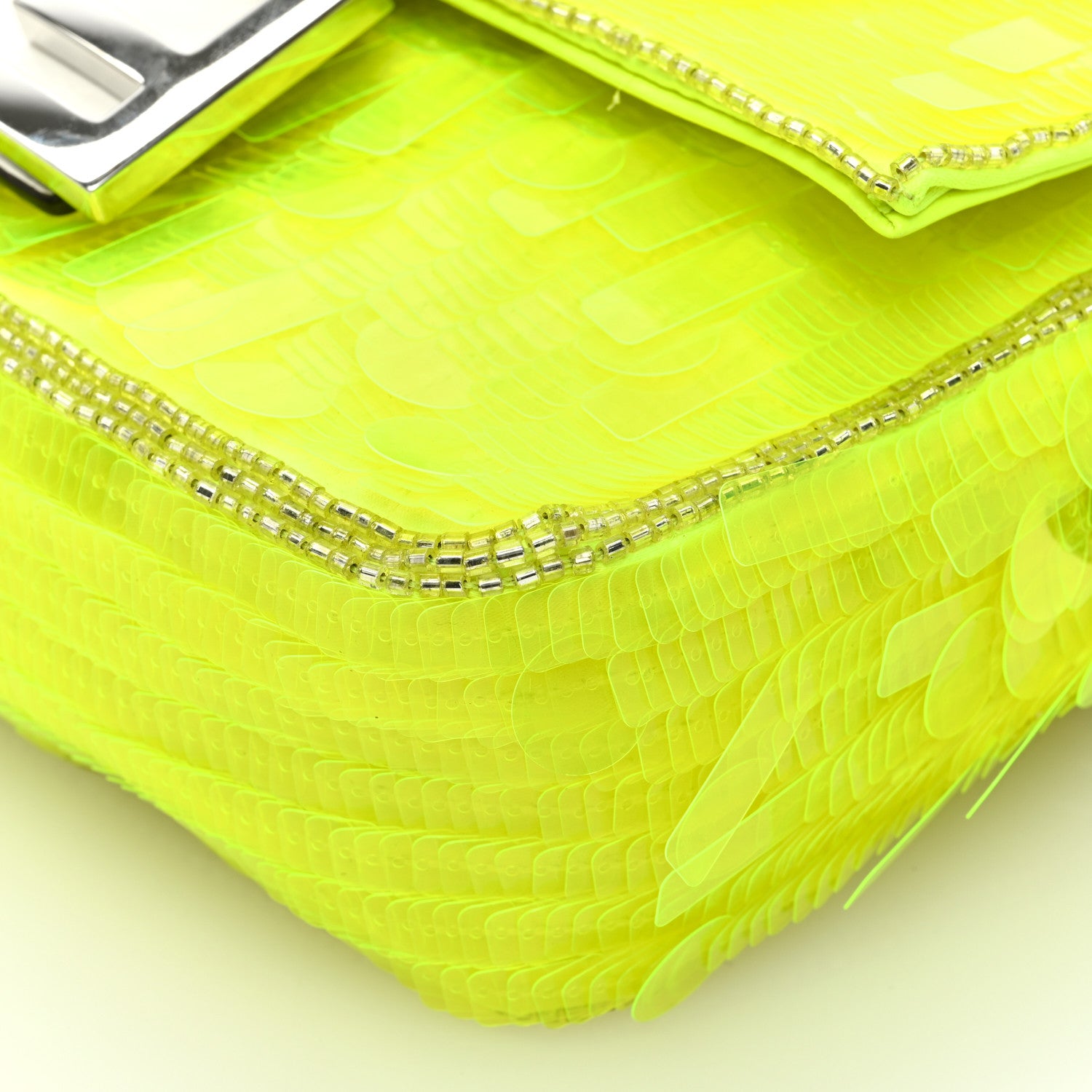 Fendi Transparent Paillettes Elaphe Mini Baguette Yellow Fluo Avorio 10 of 10