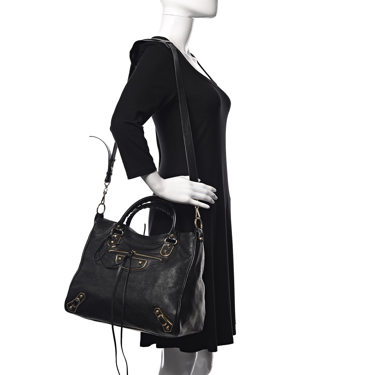 Balenciaga Chevre Gold Metallic Edge Hardware Velo Black 2 of 13