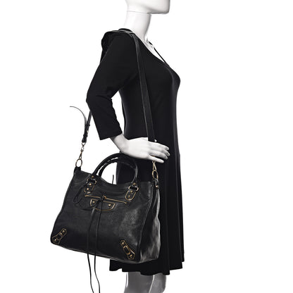 Balenciaga Chevre Gold Metallic Edge Hardware Velo Black 2 of 13
